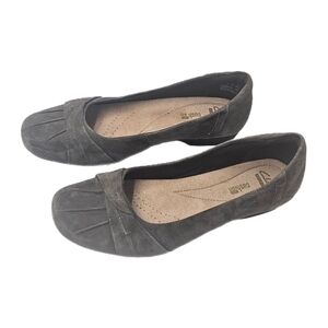 Clarks Collection Blanche Fria Suede Flats Charcoal Gray Comfort Women’s 8 US